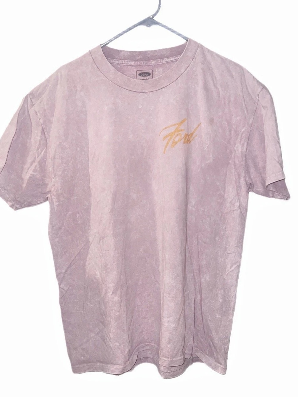 Ford Double Sided Mineral Wash Graphic T-Shirt -Dusty Pink Acid Wash Licensed
